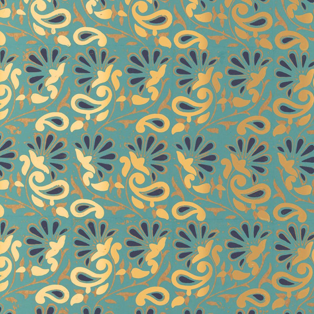 Schumacher 5005343 Rampura Wallpaper in Turquoise
