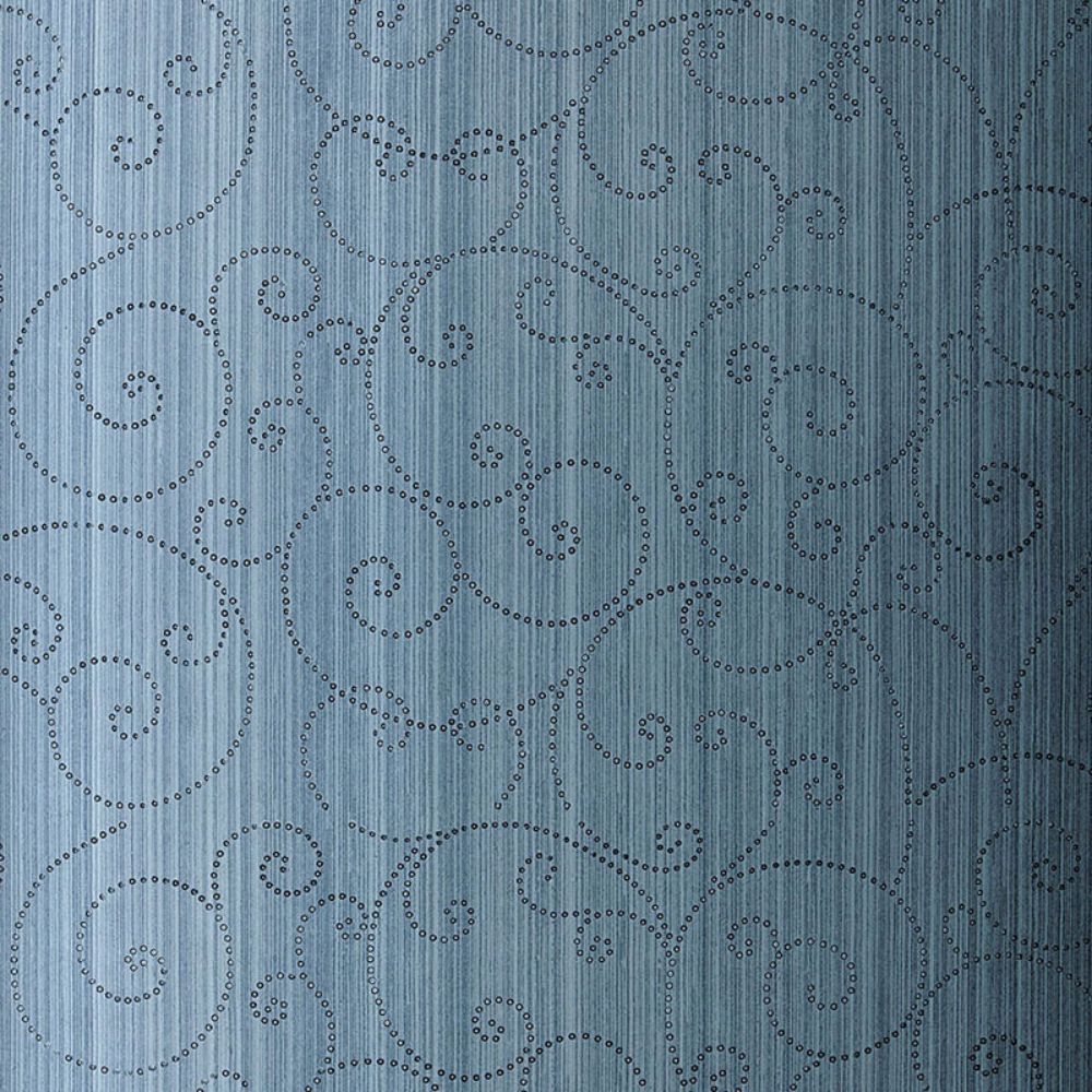 Schumacher 5005722 Beaded Scroll Wallpaper in Peacock