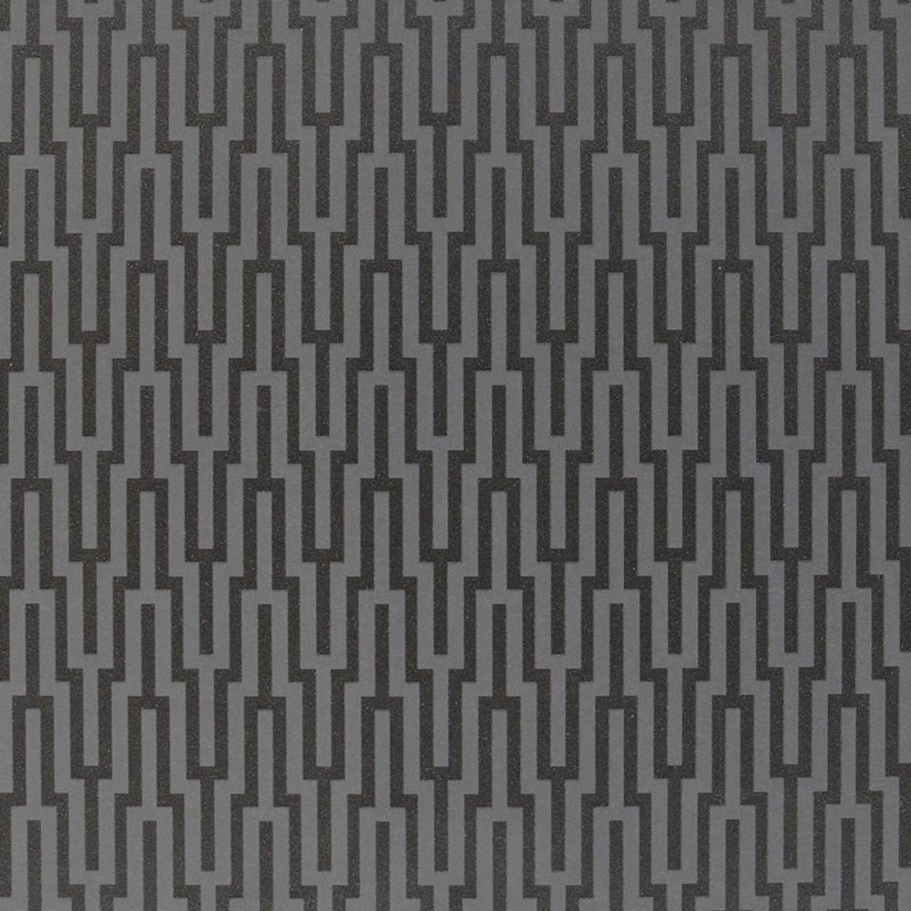 Schumacher 5005895 Metropolitan Fret Wallpaper in Black Pearl