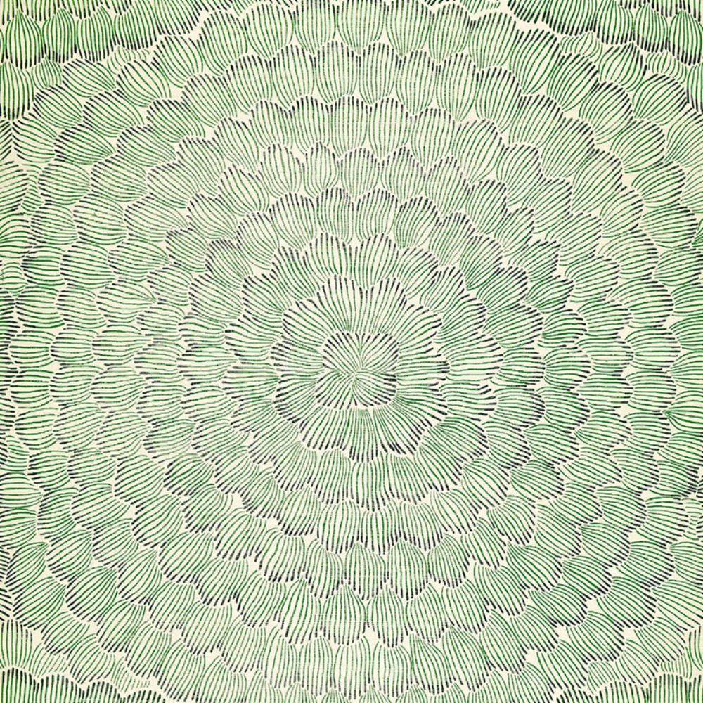 Schumacher 5006072 Feather Bloom Sisal Wallpaper in Emerald & Ore
