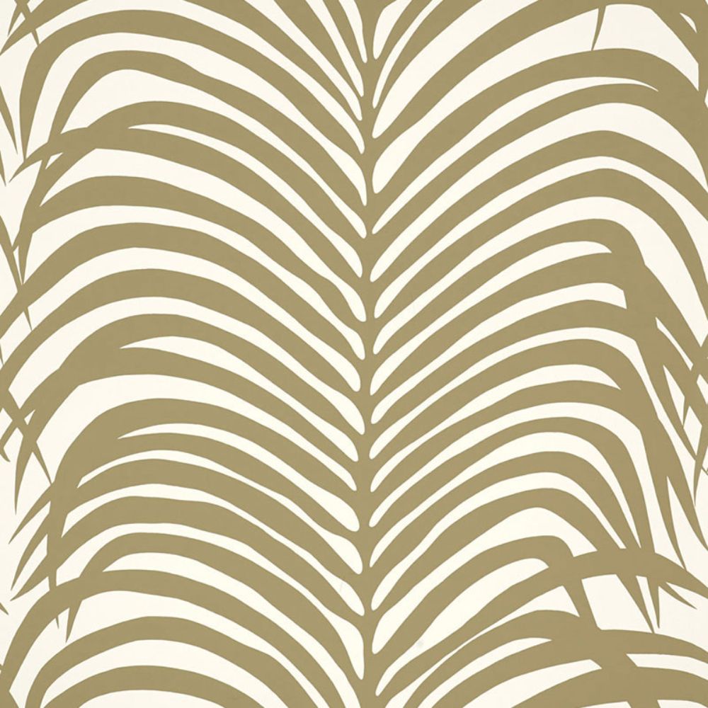 Schumacher 5006930 Zebra Palm Wallpaper in Khaki