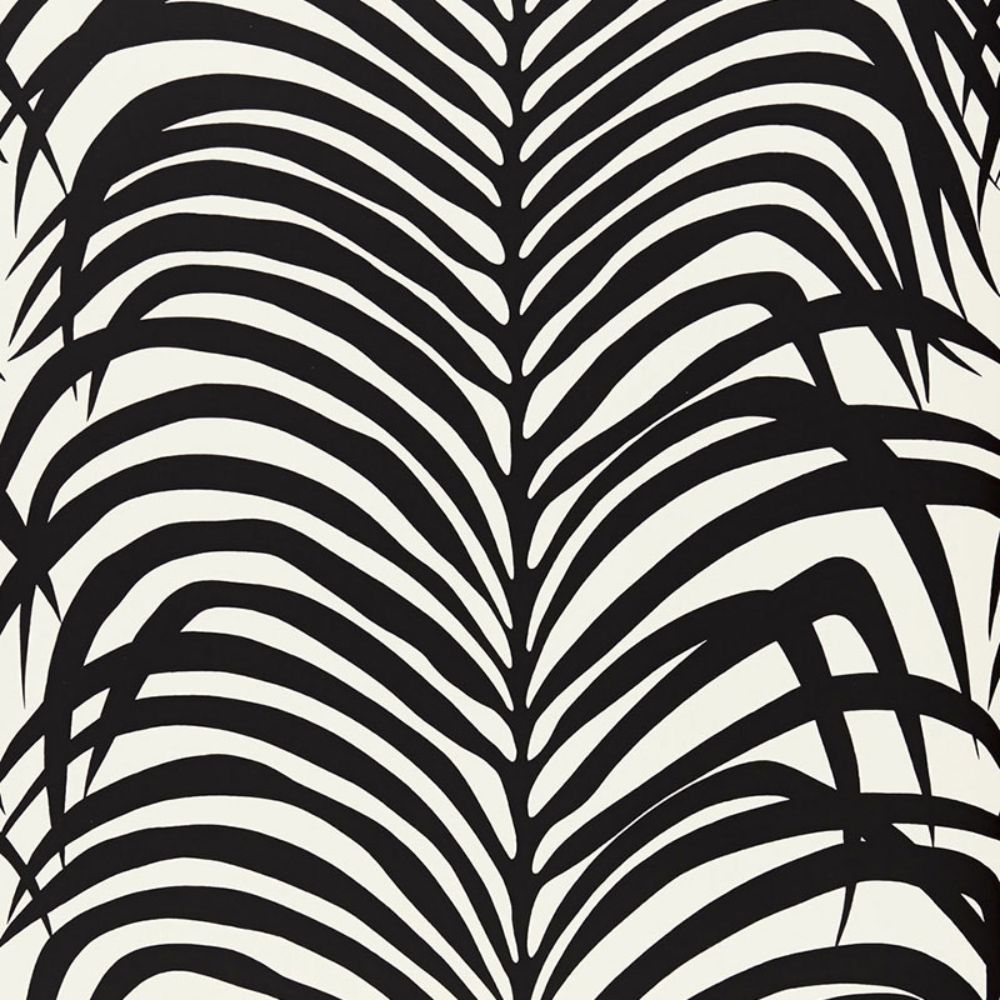 Schumacher 5006932 Zebra Palm Wallpaper in Ebony