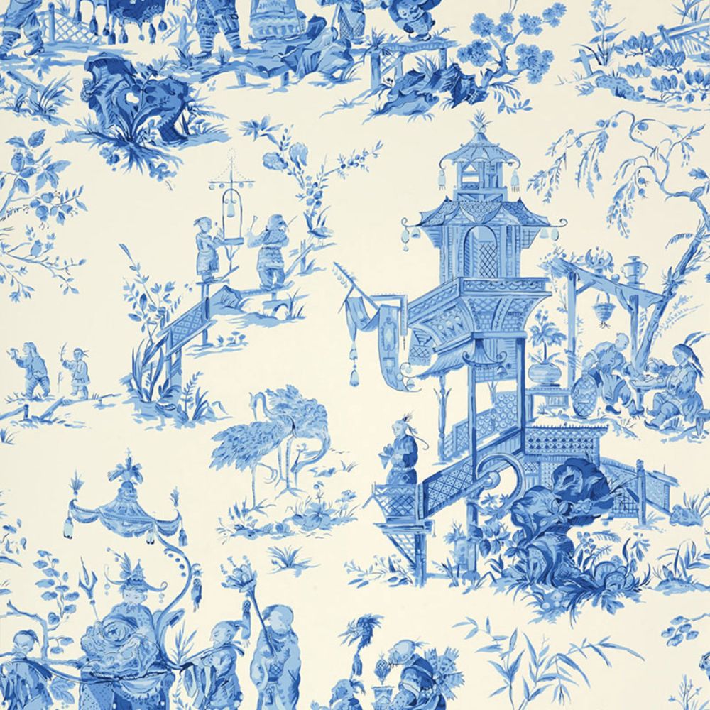 Schumacher 5007002 Chinois Wallpaper in China Blue