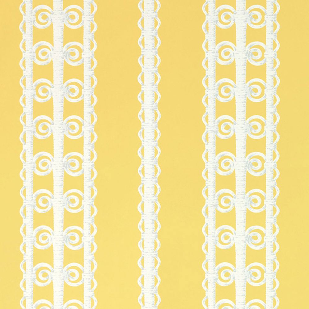 Schumacher 5007722 Wicker Stripe Wallpaper in Lemon Blossom