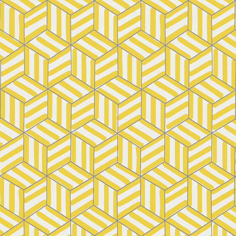 Schumacher 5007961 Tumbling Blocks Wallpaper in Citron