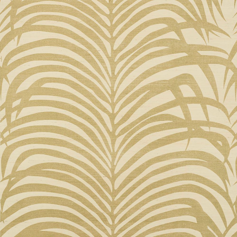 Schumacher 5008220 Zebra Palm Sisal Wallpaper in Gold On Ivory