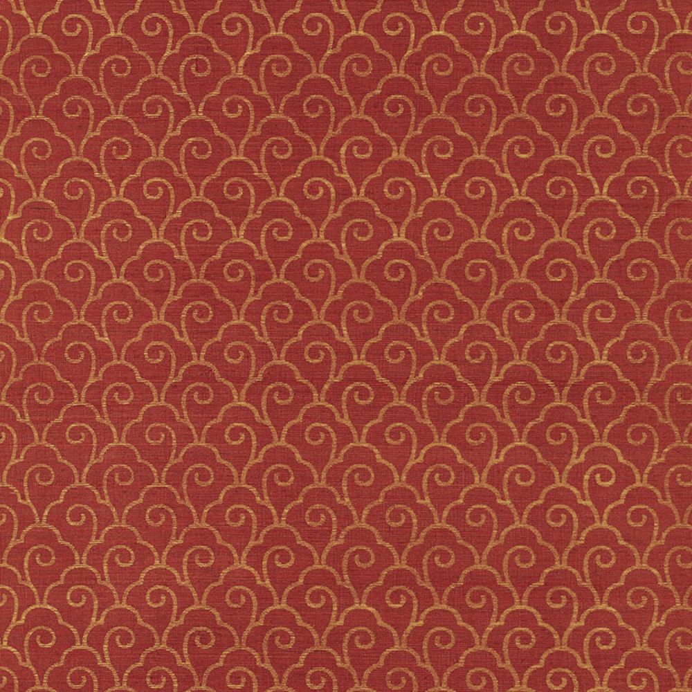 Schumacher 5008302 Scallop Filigree Sisal Wallpaper in Gold On Lacquer