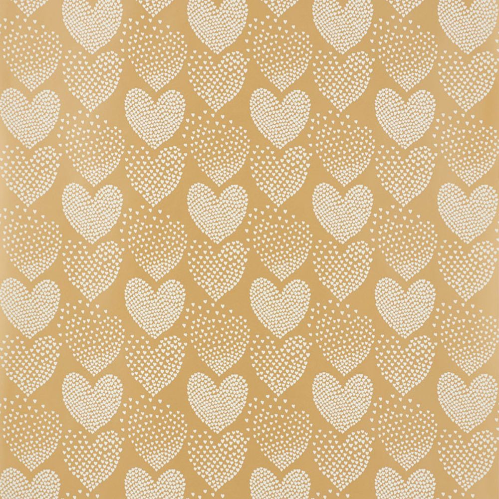 Schumacher 5008360 Heart Of Hearts Wallpaper in Ivory & Gold