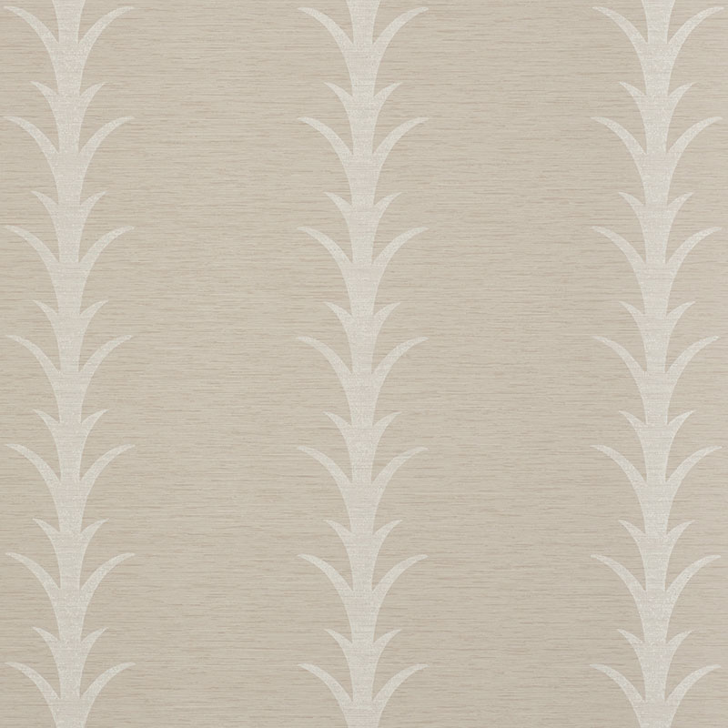 Schumacher 5008591 Silver-Lining-Performance-Wallcoverings Collection Acanthus Stripe Vinyl Wallpaper in Taupe