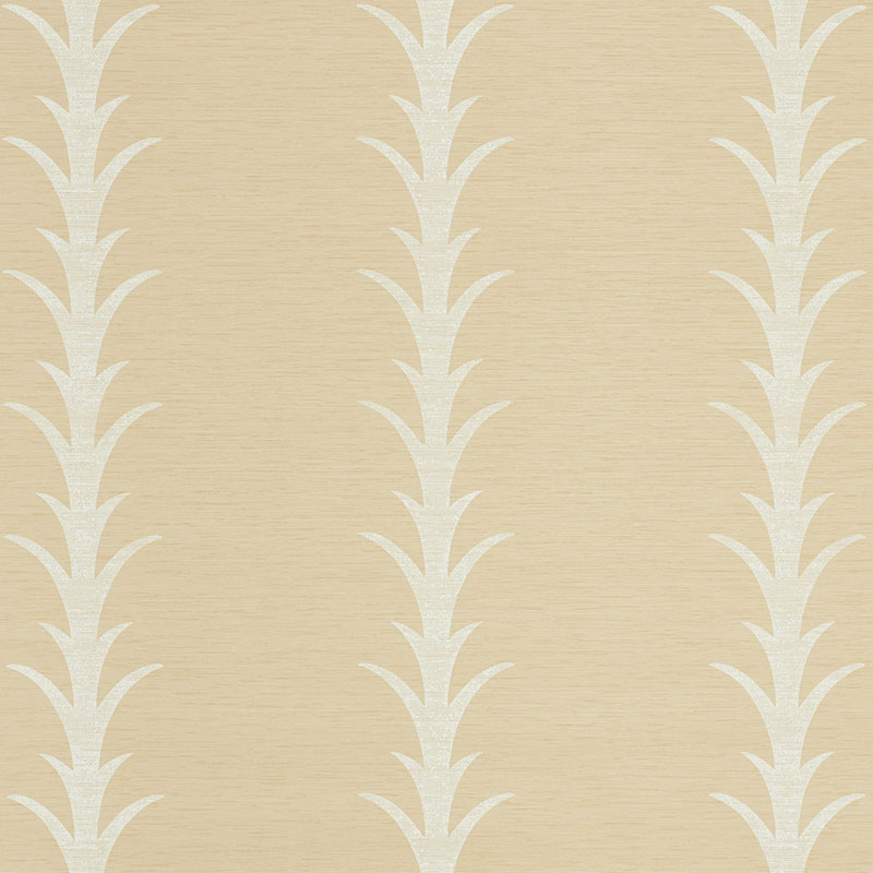 Schumacher 5008592 Silver-Lining-Performance-Wallcoverings Collection Acanthus Stripe Vinyl Wallpaper in Natural
