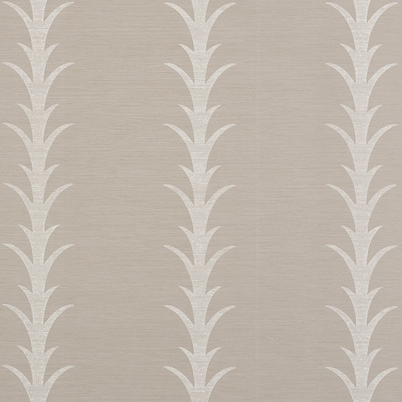 Schumacher 5008593 Silver-Lining-Performance-Wallcoverings Collection Acanthus Stripe Vinyl Wallpaper in Grey
