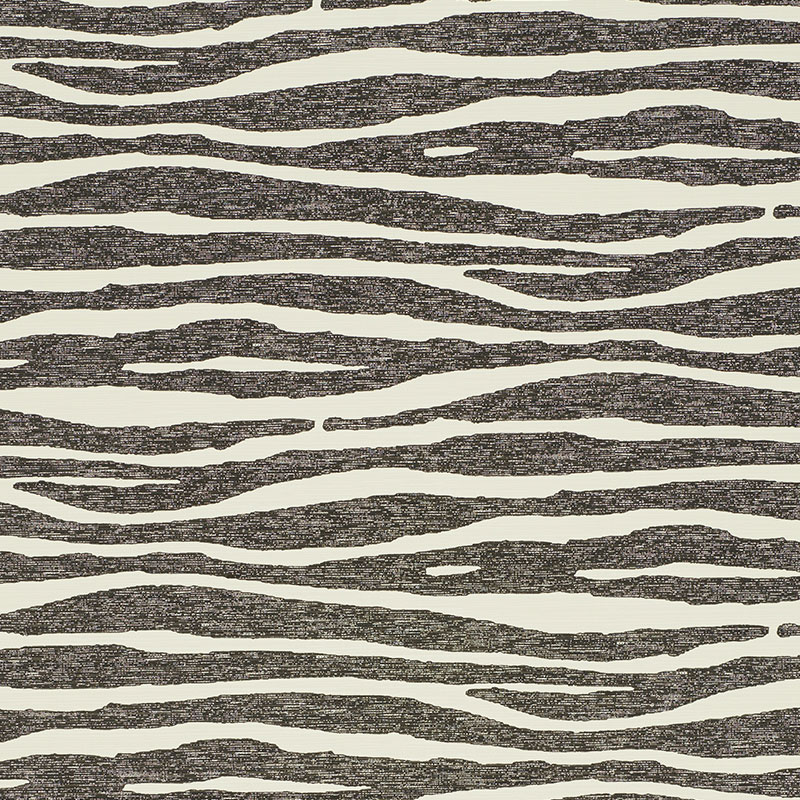 Schumacher 5008601 Silver-Lining-Performance-Wallcoverings Collection Ripple Vinyl Wallpaper in Black & Ivory