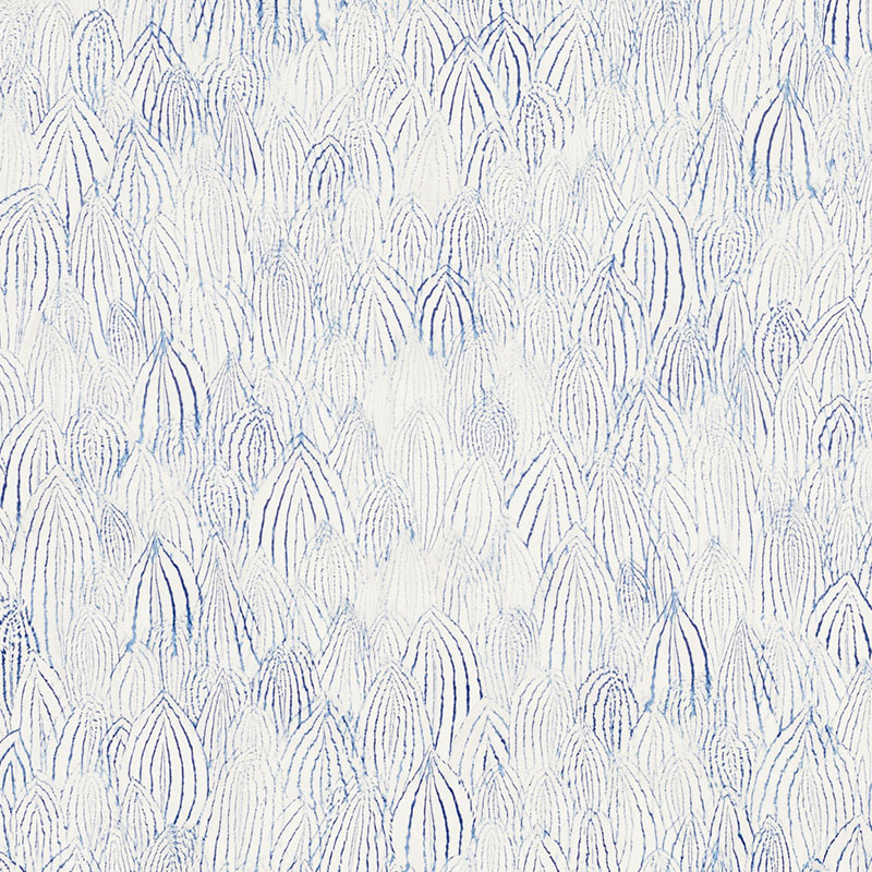 Schumacher 5008611 Silver-Lining-Performance-Wallcoverings Collection Feathers Wallpaper in Indigo