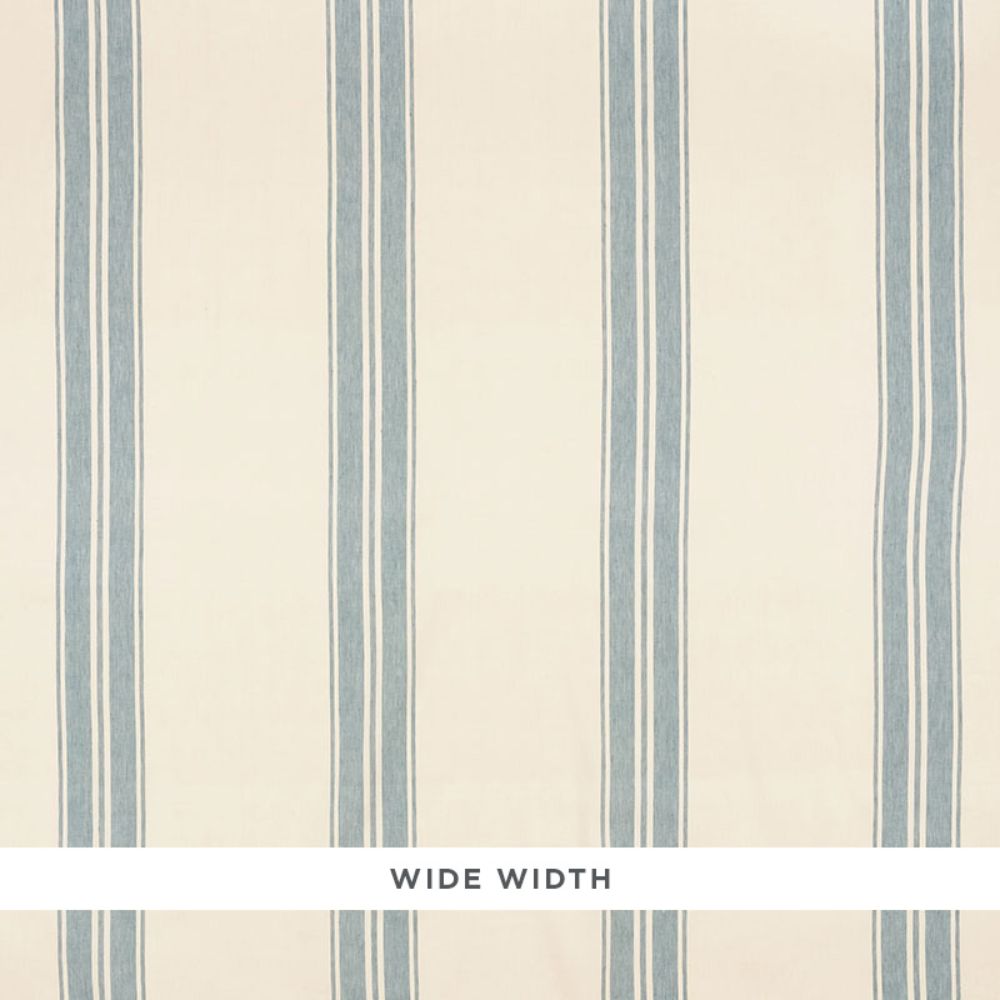 Schumacher 5009001 Brentwood Stripe Linen Wallpaper in China Blue