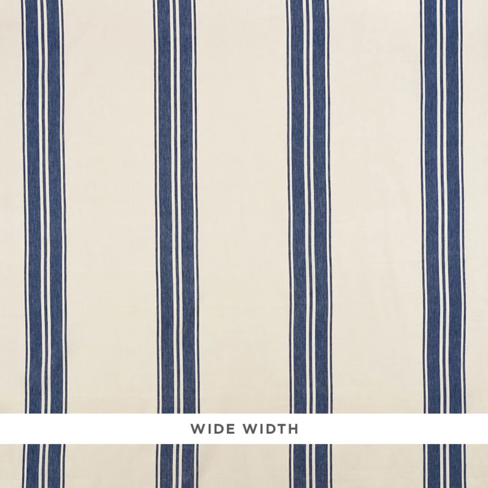 Schumacher 5009002 Brentwood Stripe Linen Wallpaper in Cobalt