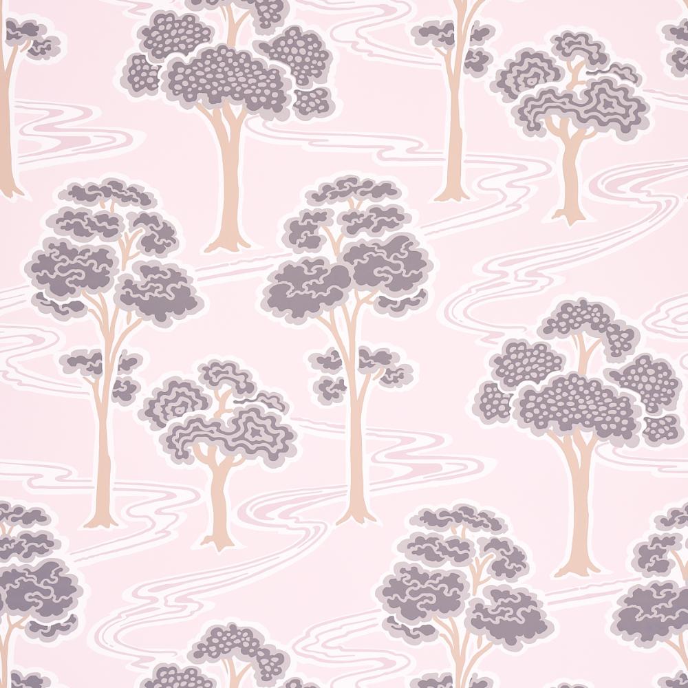 Schumacher 5009101 Tree River Wallpaper in Blush