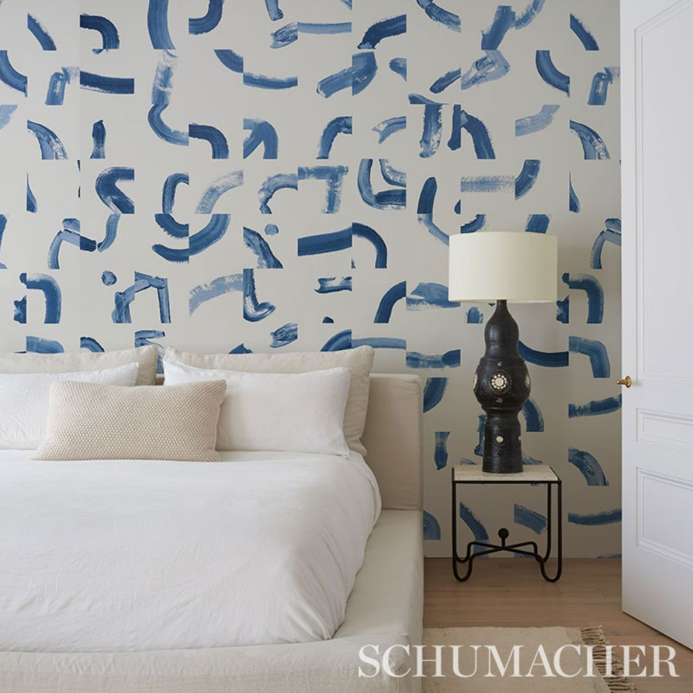 Schumacher 5009494 Sepiessa Panel Set Wallcoverings in Blue