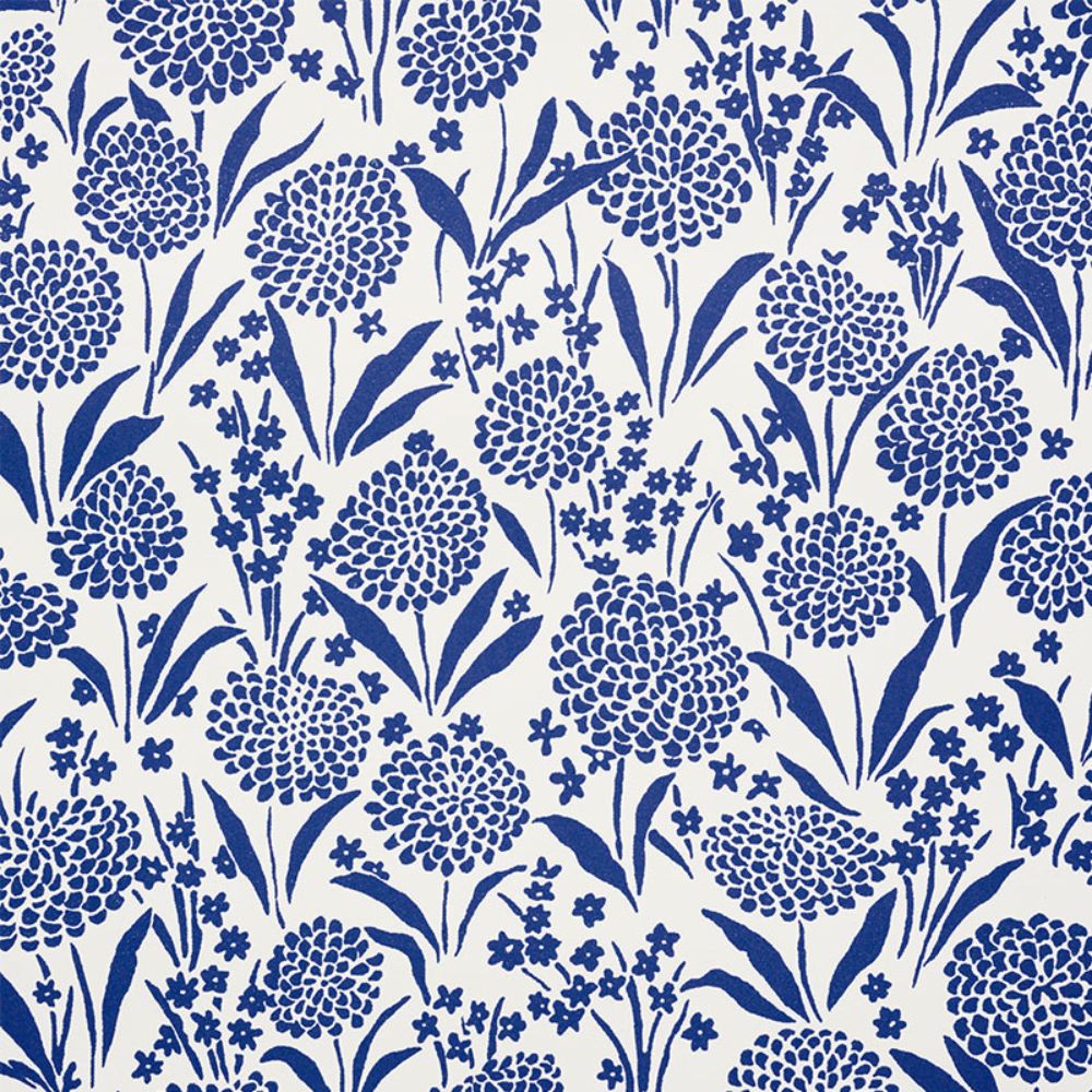 Schumacher 5009552 Chrysanthemum Wallpaper in Blue