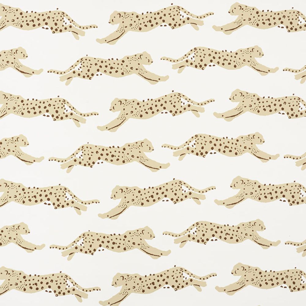 Schumacher 5009591 Leaping Leopards Wallpaper in Sand