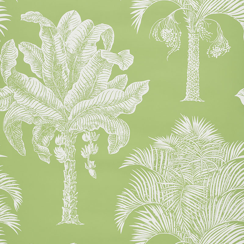 Schumacher 5009620 New-Traditional Collection Grand Palms Wallpaper in Leaf