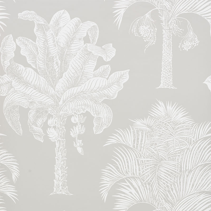 Schumacher 5009622 New-Traditional Collection Grand Palms Wallpaper in Dove