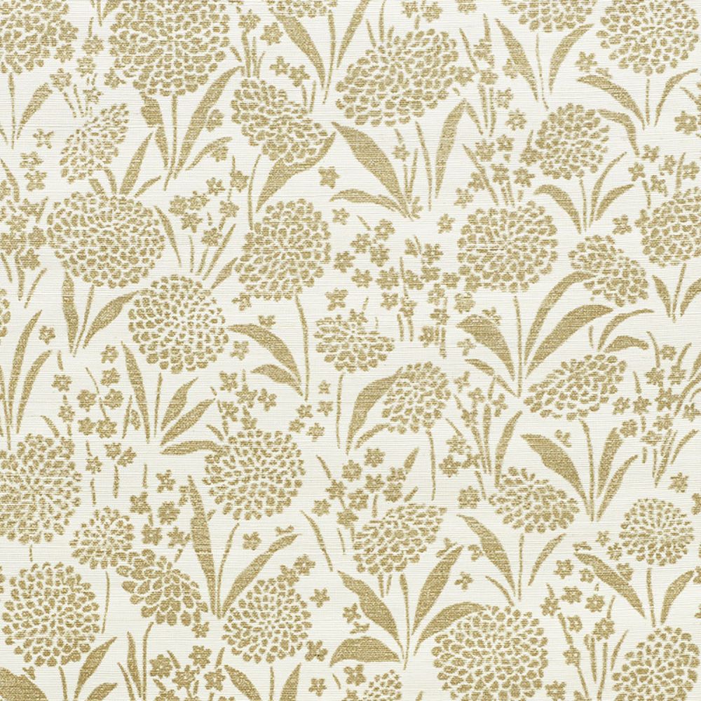 Schumacher 5009782 Chrysanthemum Sisal Wallpaper in Gold