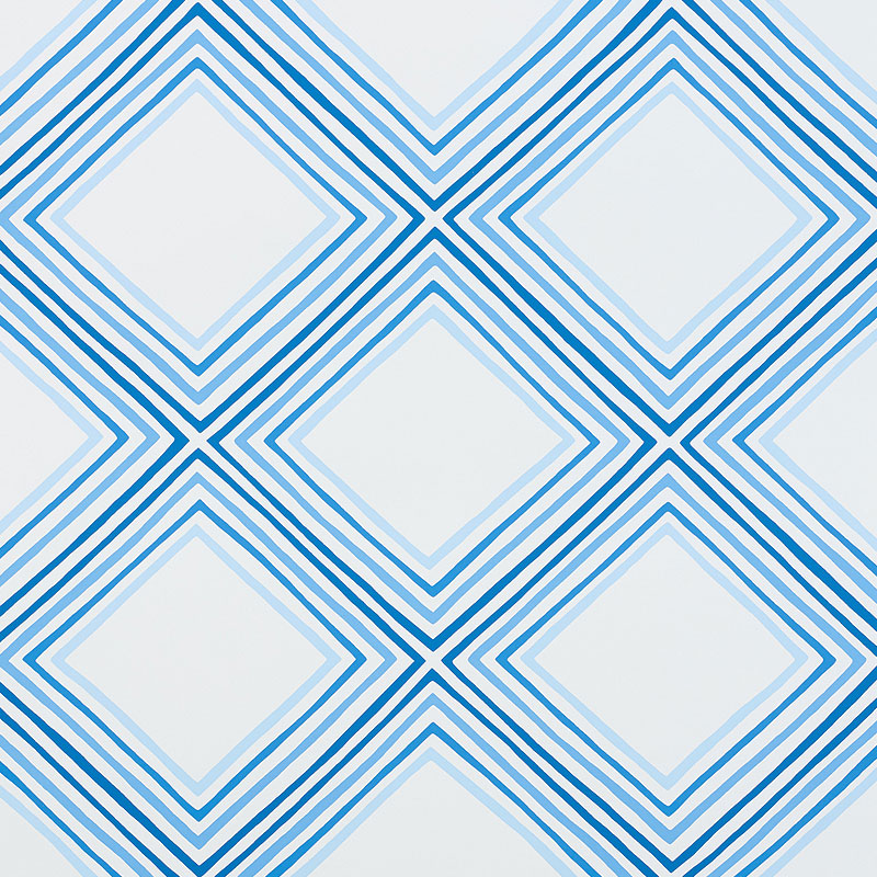Schumacher 5009831 Vera-Neumann Collection Square Dance Wallpaper in Blue