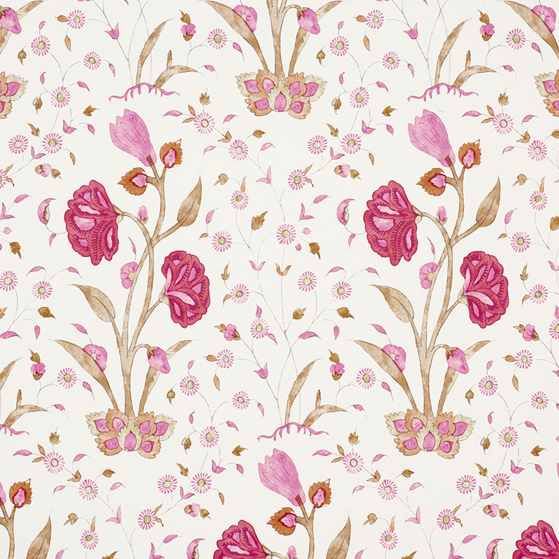 Schumacher 5009951 Palampore Collection Khilana Floral Wallpaper in Spice