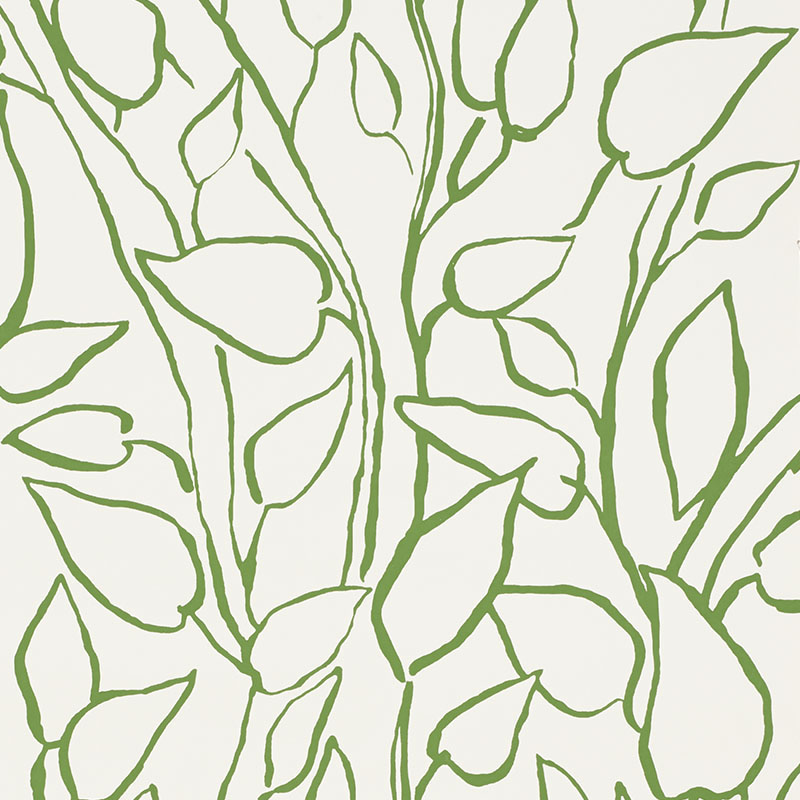 Schumacher 5010070 Freehand Collection Solandra Vine Wallpaper in Leaf