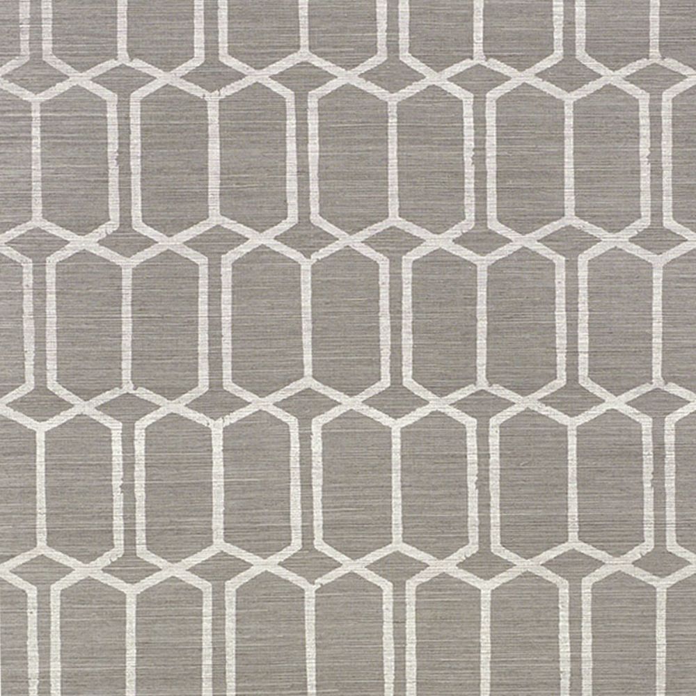 Schumacher 5010101 Modern Trellis Sisal Wallpaper in Charcoal