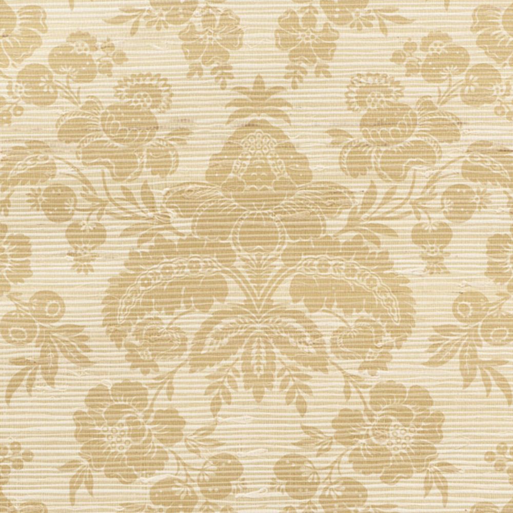 Schumacher 5010121 Simone Damask Grasscloth Wallpaper in Gold