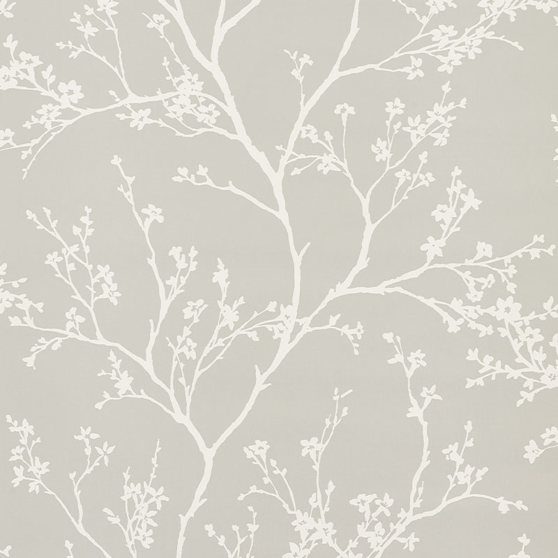 Schumacher 5010152 Silver-Lining-Performance-Wallcoverings Collection Twiggy Vinyl Wallpaper in Soft Grey