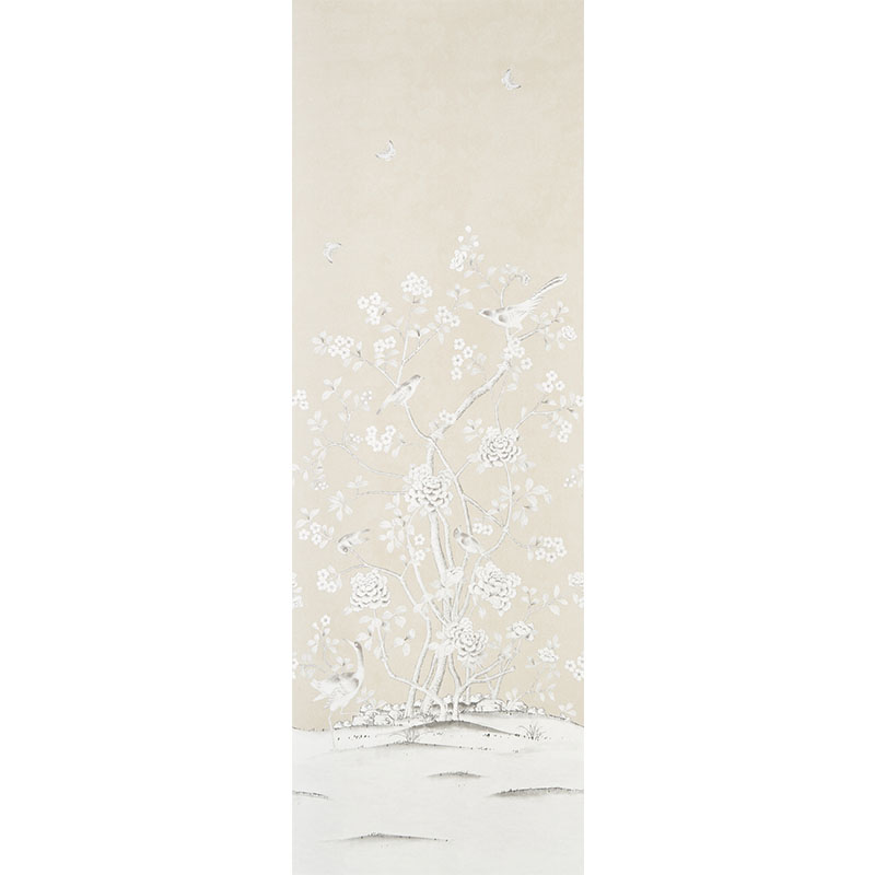 Schumacher 5010161 Silver-Lining-Performance-Wallcoverings Collection Chinois Palais Vinyl Wallpaper in Stone