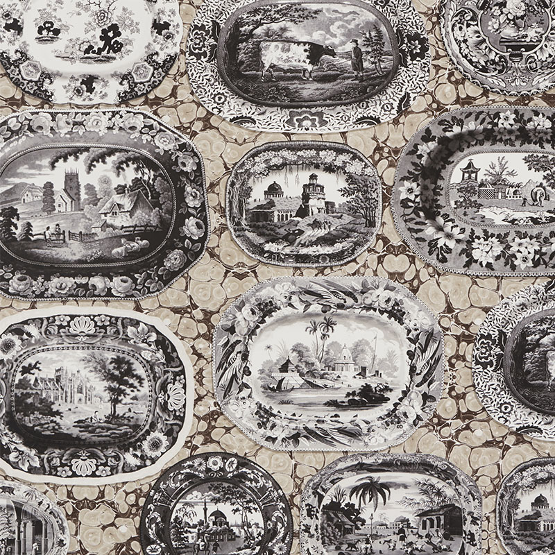 Schumacher 5010411 Johnson-hartig-for-libertine Collection Plates & Platters Wallpaper in Neutral