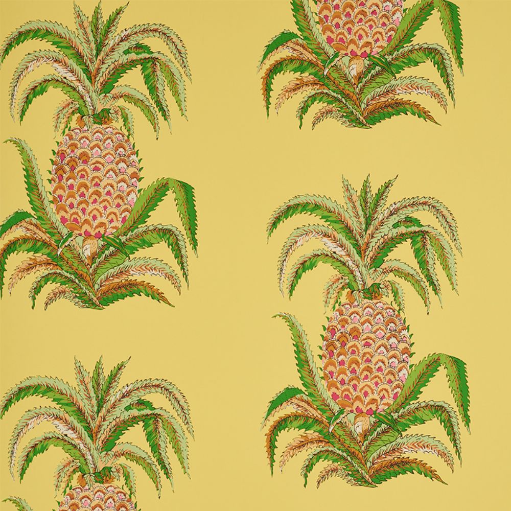 Schumacher 5010452 Pineapples Wallpaper in Yellow