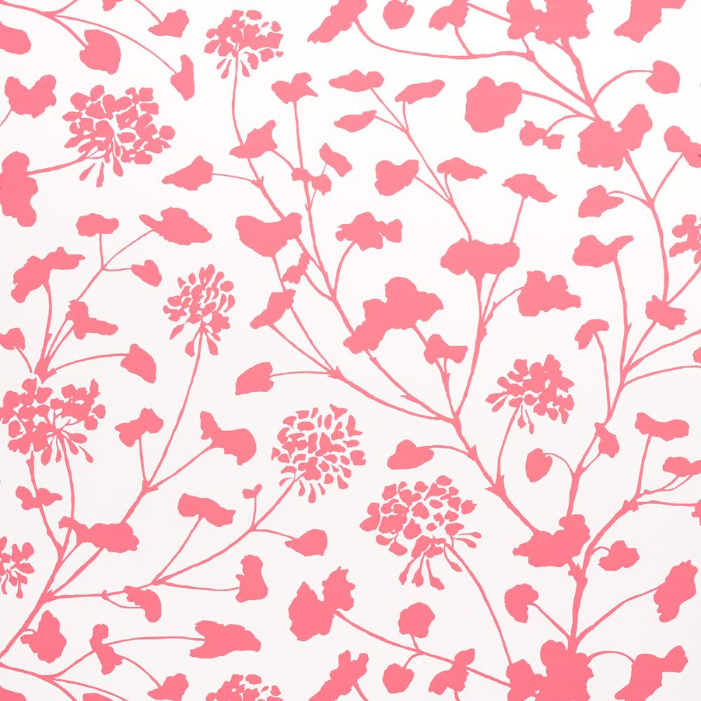 Schumacher 5010543 Pennick Wallpaper in Coral On Ivory