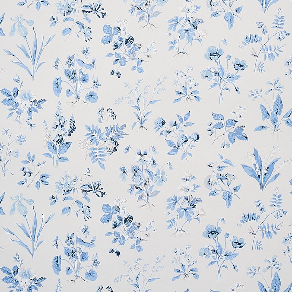 Schumacher 5010681 Floreana Wallpaper in Blue