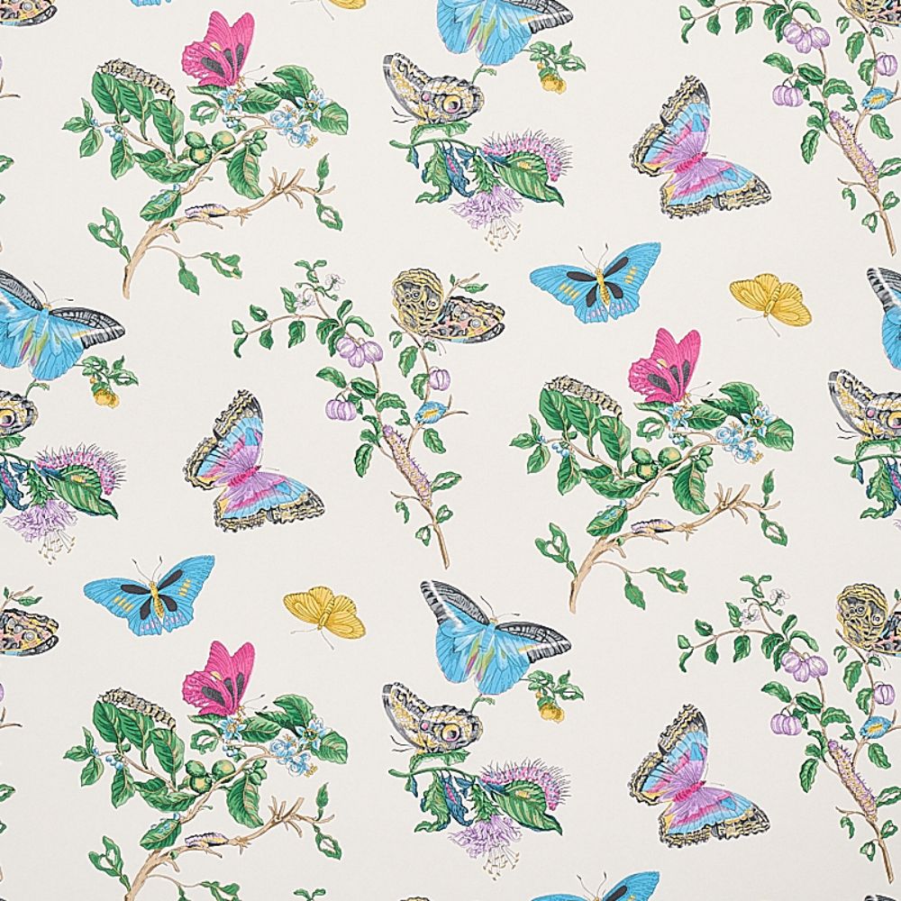 Schumacher 5010691 Baudin Butterfly Wallpaper in Turquoise