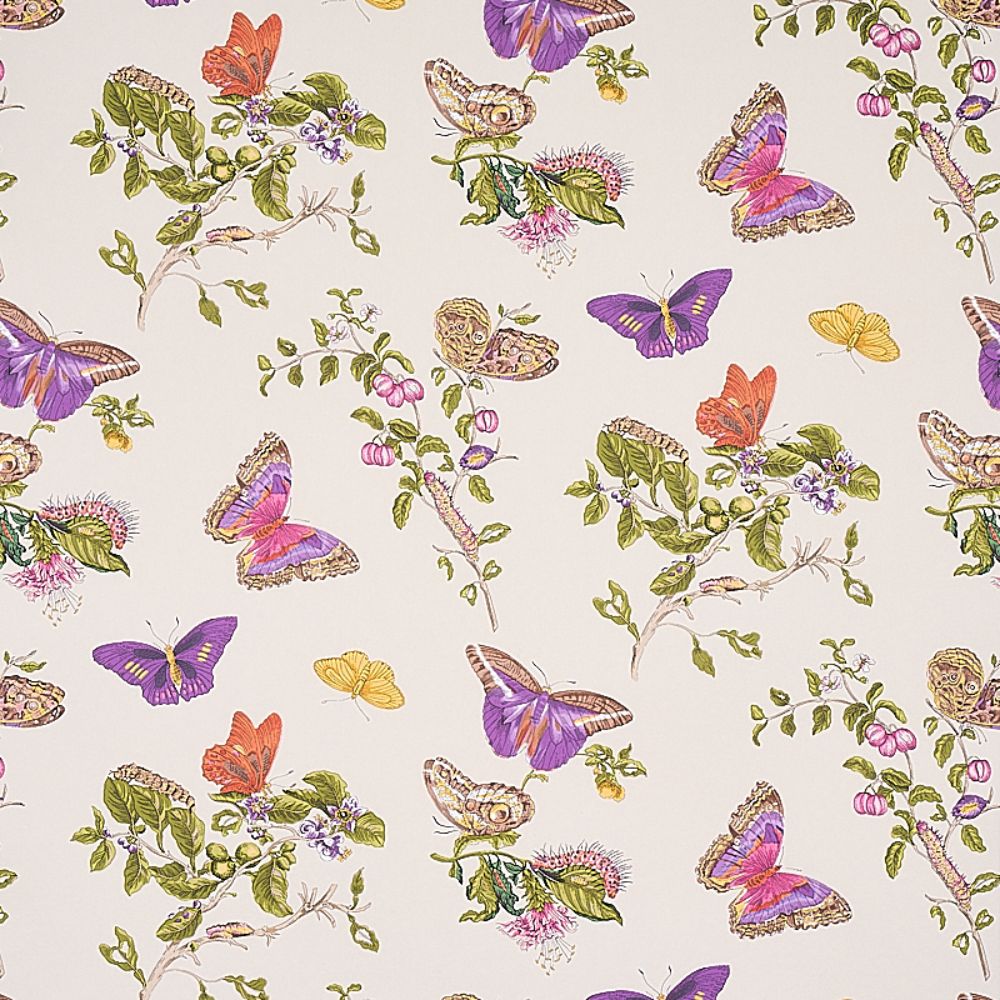 Schumacher 5010692 Baudin Butterfly Wallpaper in Purple