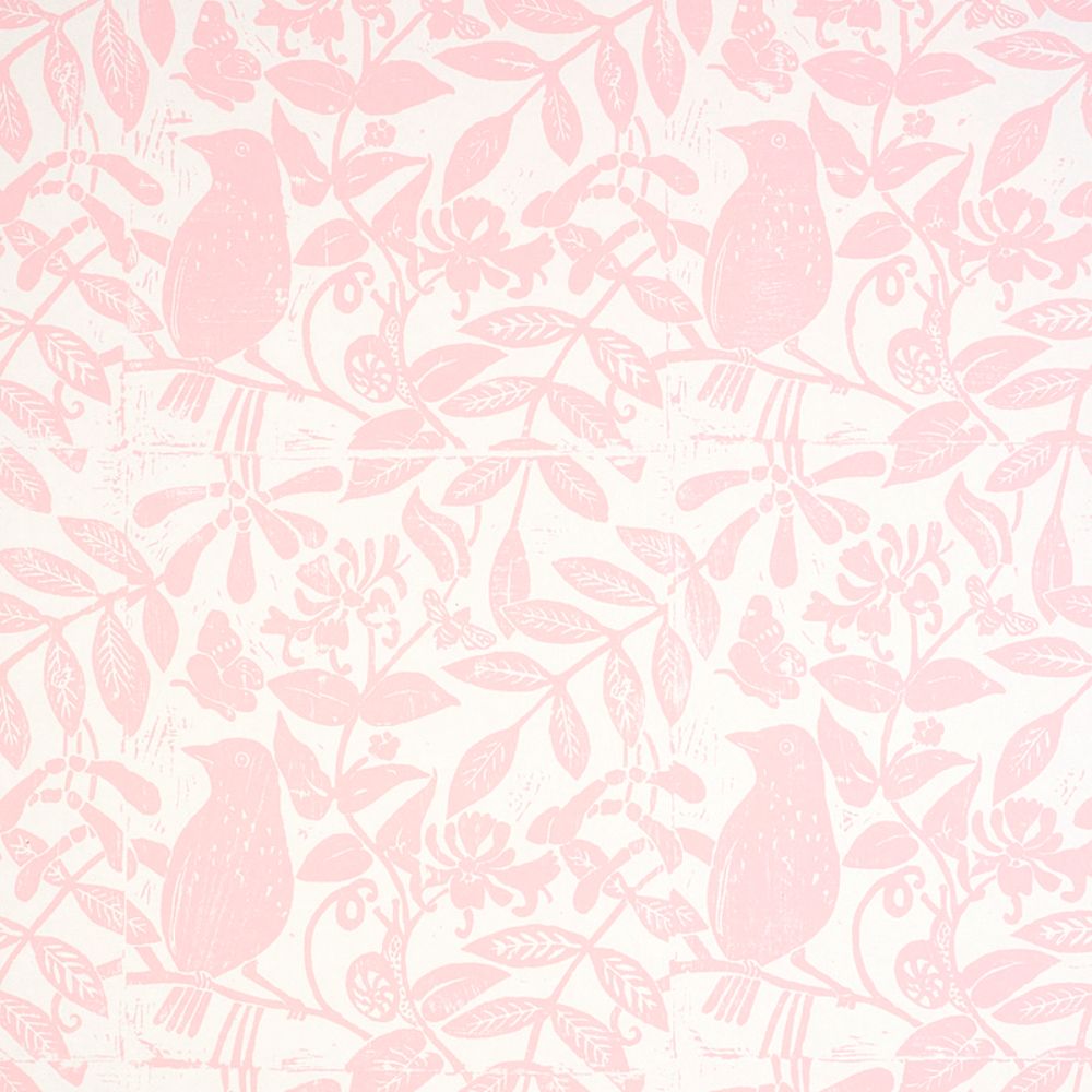 Schumacher 5011191 Bird & Bee Wallpaper in Pink