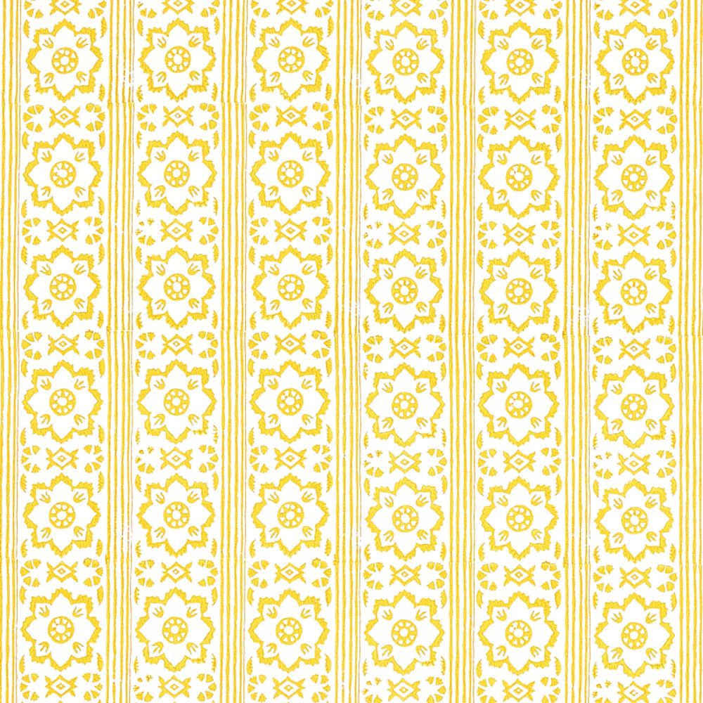 Schumacher 5011222 Sunda Hand Blocked Print Wallpaper in Yellow
