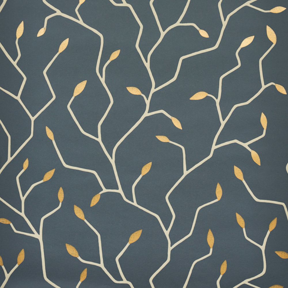 Schumacher 5011382 Cymbeline Wallpaper in Charcoal & Gold