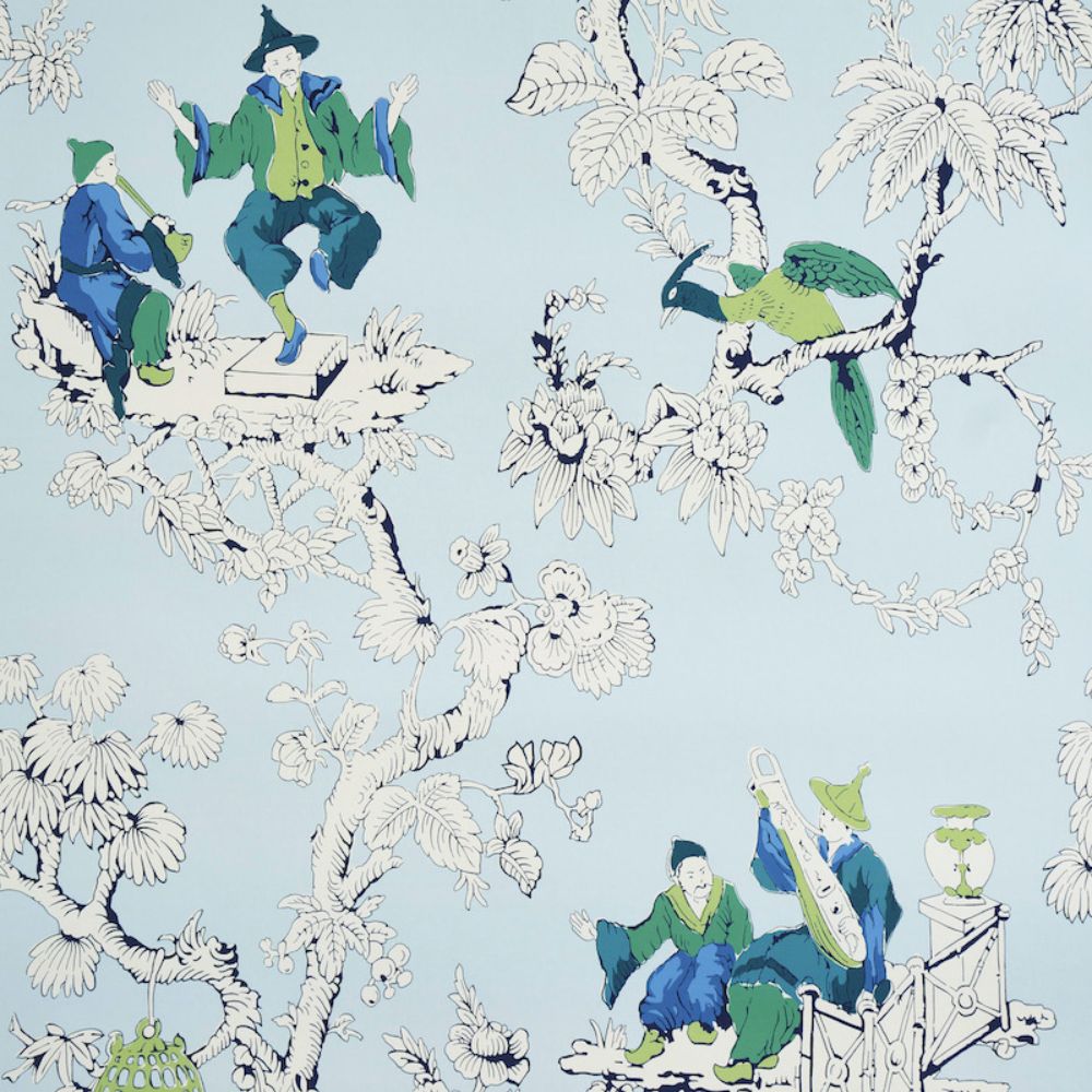 Schumacher 5011650 Chinoiserie Moderne Wallpaper in Blue
