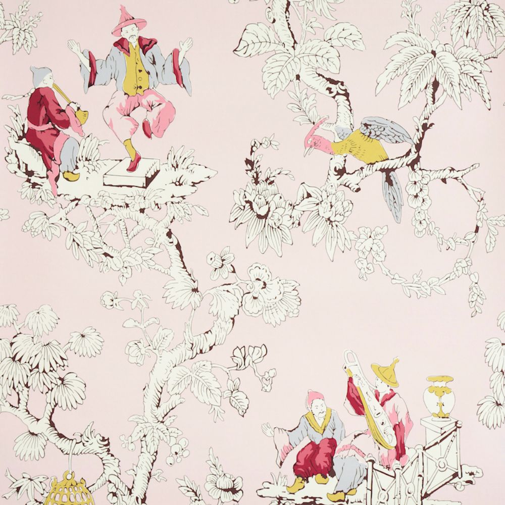 Schumacher 5011651 Chinoiserie Moderne Wallpaper in Pink