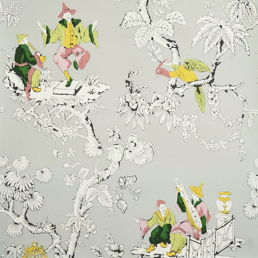 Schumacher 5011652 Chinoiserie Moderne Wallpaper in Soft Grey