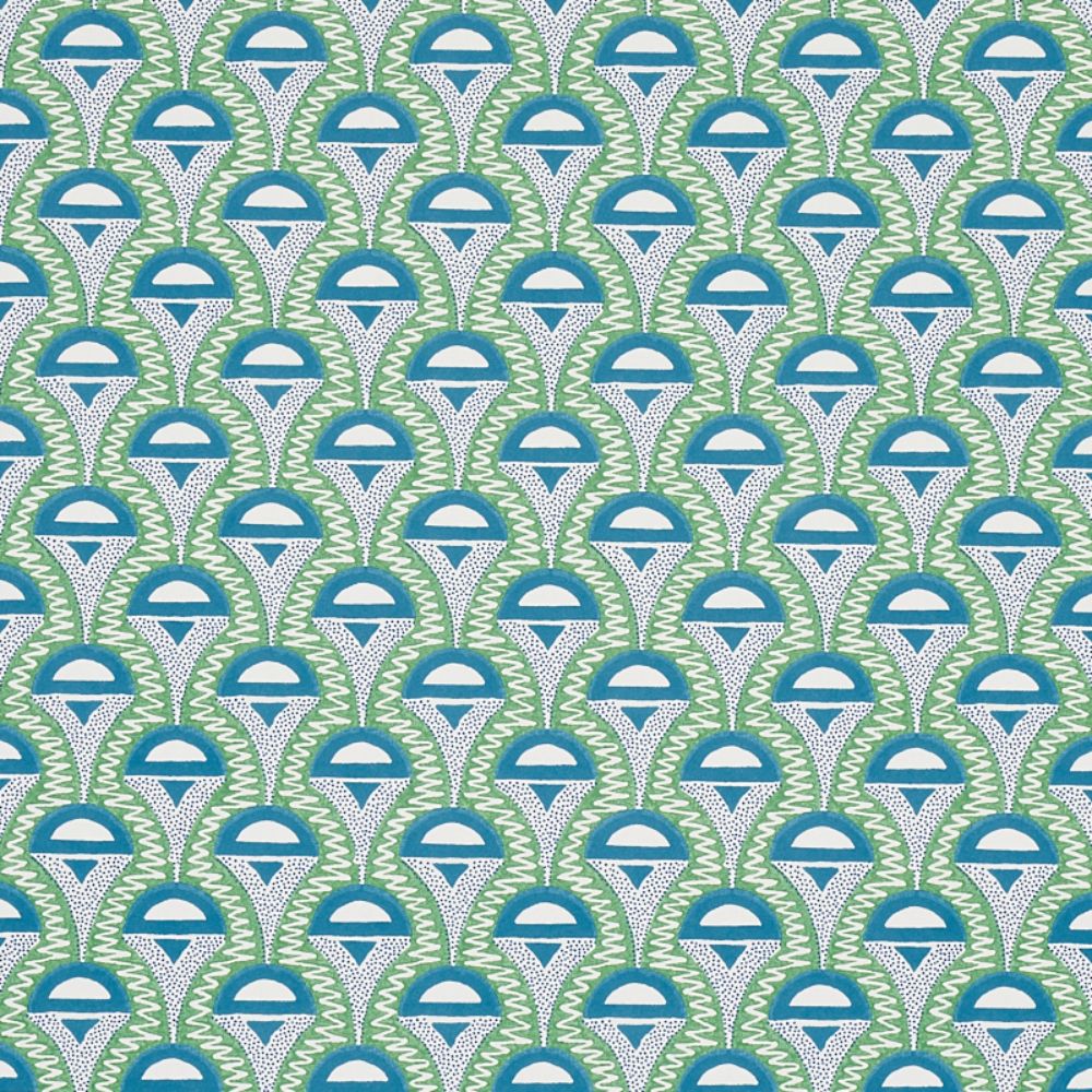 Schumacher 5012082 Abelino Wallpaper in Green & Peacock