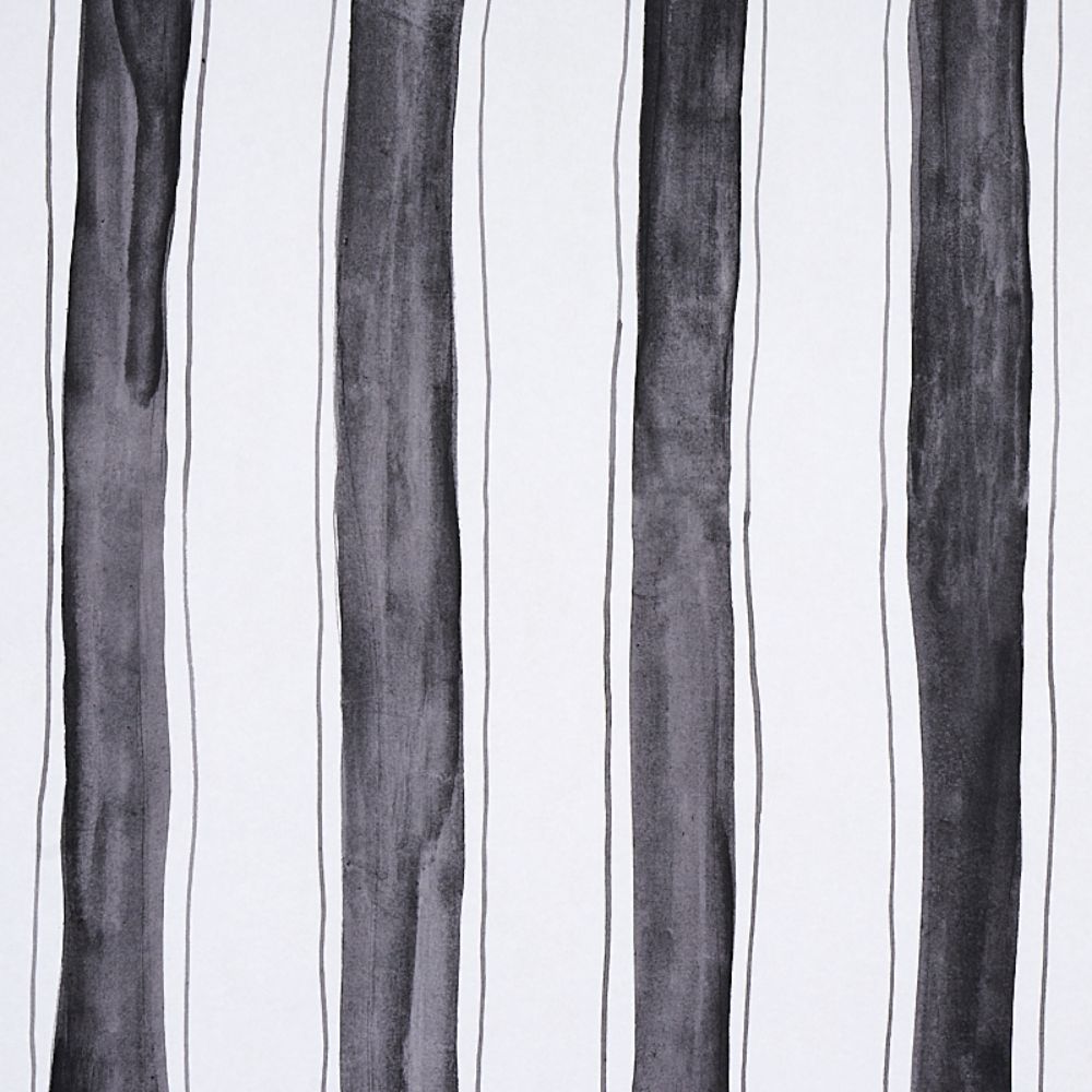 Schumacher 5012172 Tracing Stripes Wallpaper in Black