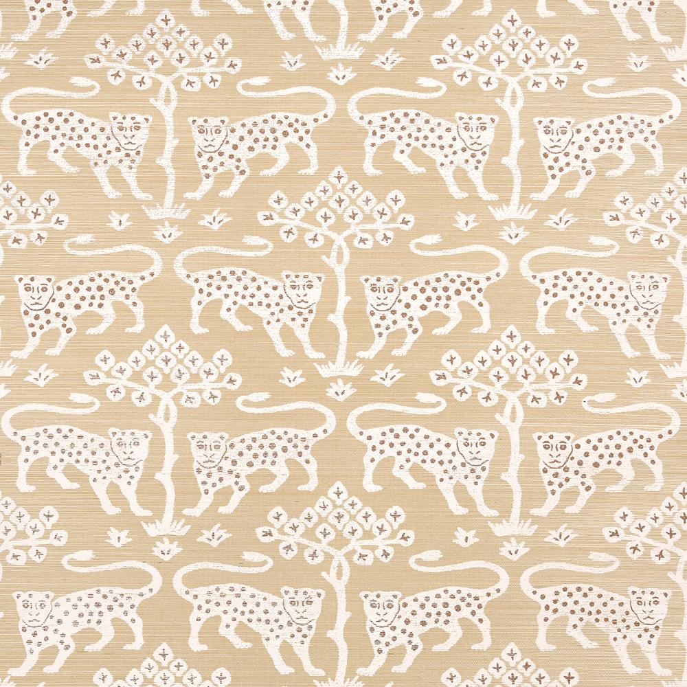 Schumacher 5012303 Woodland Leopard Sisal Wallpaper in Oatmeal