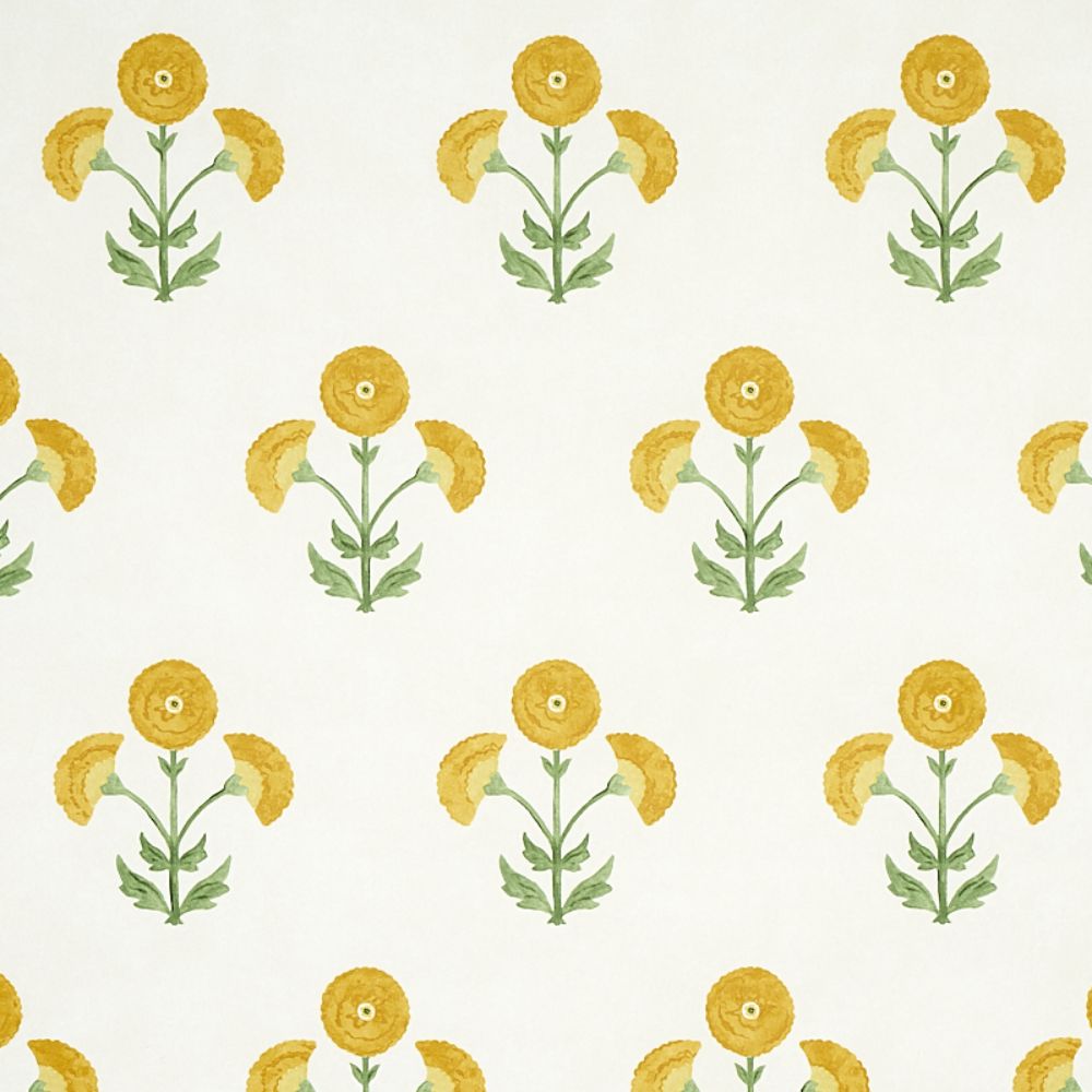 Schumacher 5012411 Saranda Flower Wallpaper in Marigold