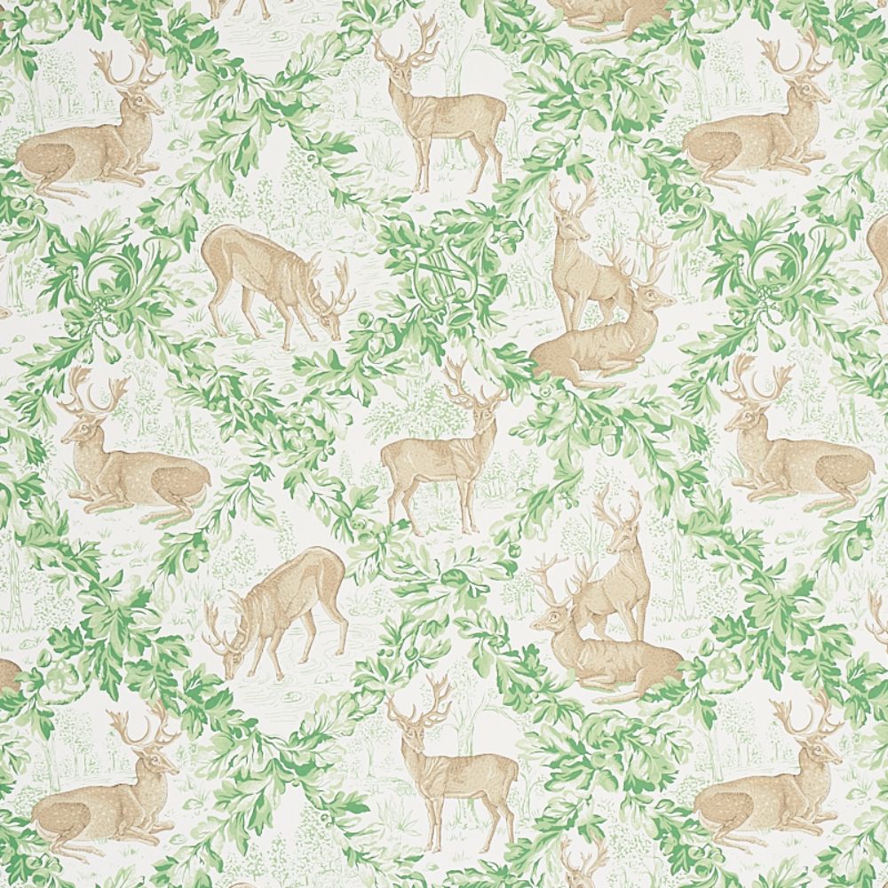 Schumacher 5012731 Woburn Meadow Wallcoverings in Forest